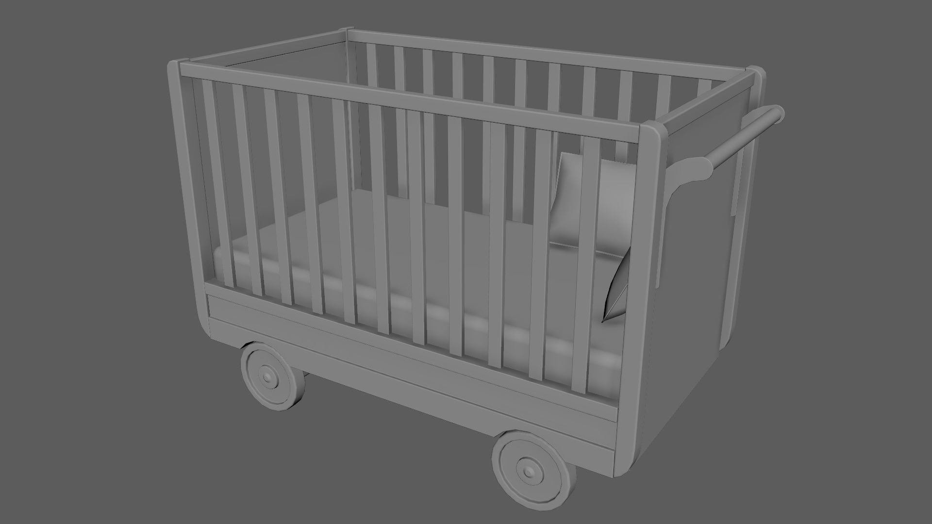 Baby Bed Baby Cot Crib Pink 3D model_5