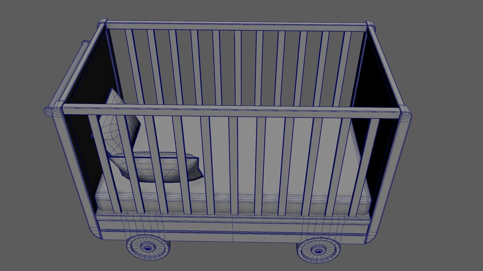 Baby Bed Baby Cot Crib Pink 3D model_11