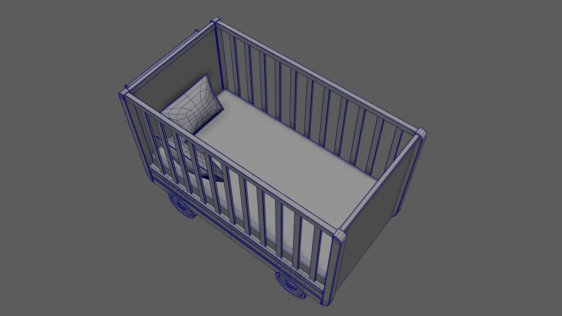 Baby Bed Baby Cot Crib Pink 3D model_12