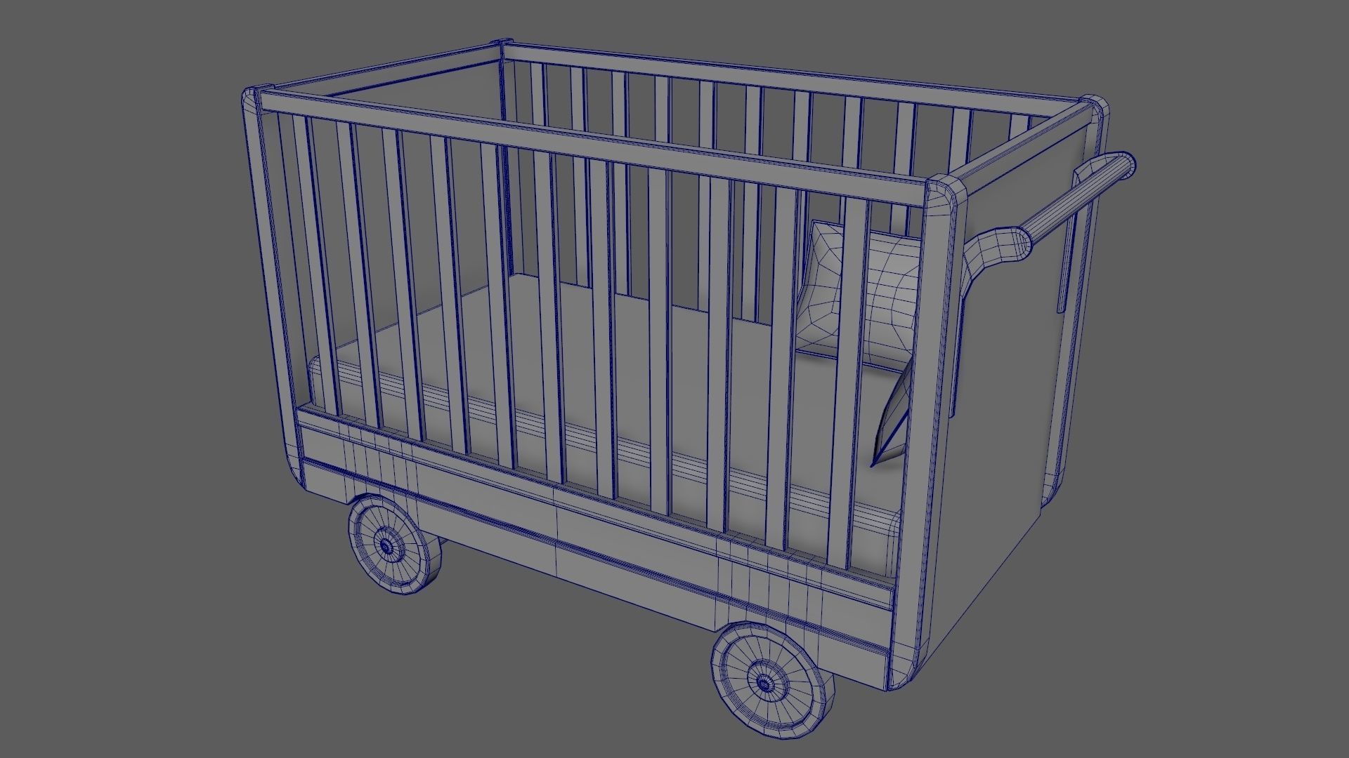 Baby Bed Baby Cot Crib Pink 3D model_9