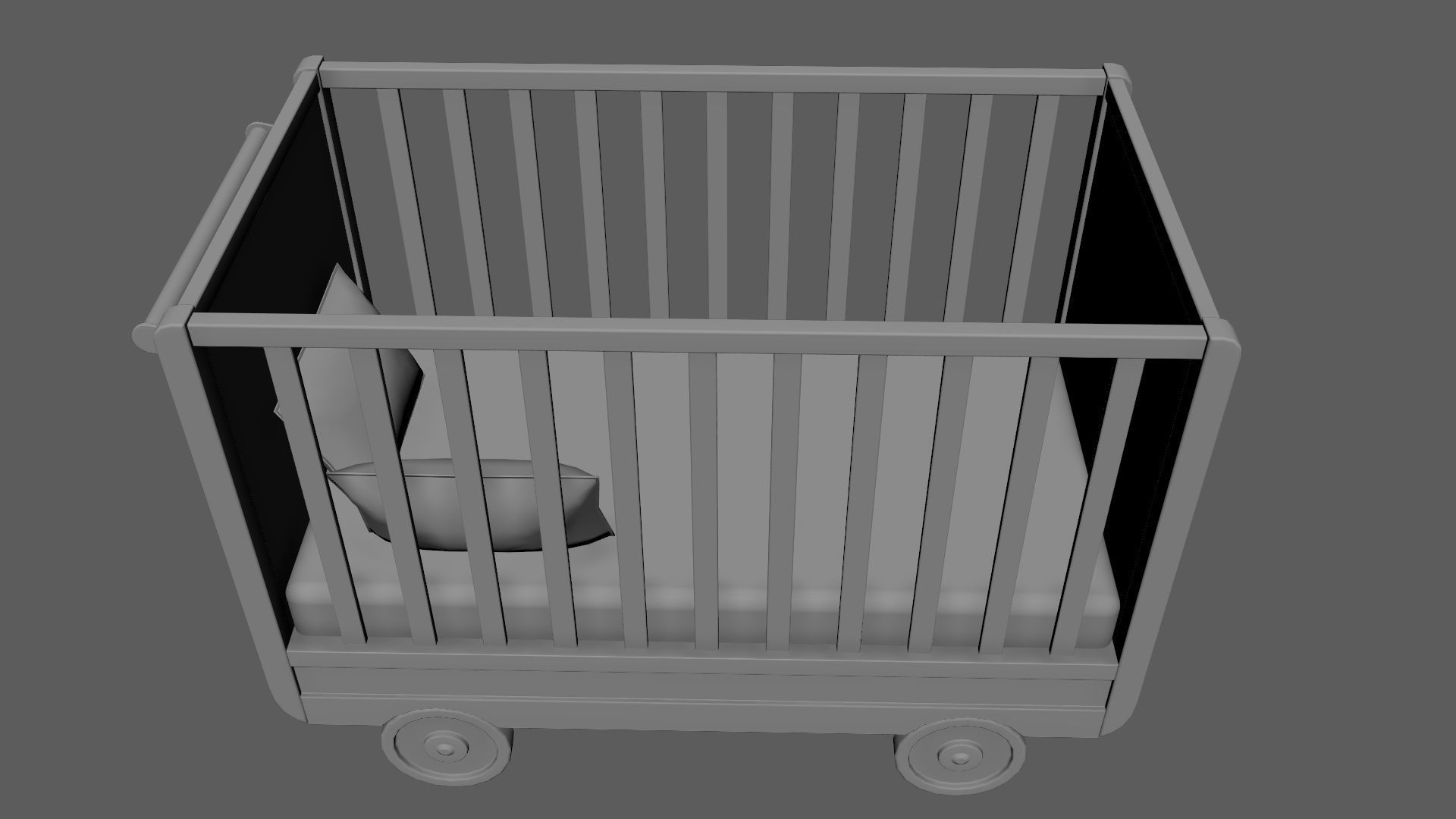 Baby Bed Baby Cot Crib Pink 3D model_7
