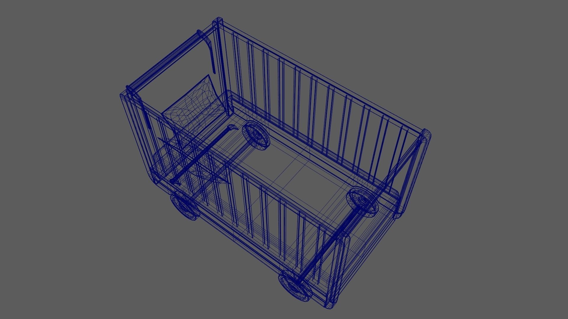 Baby Bed Baby Cot Crib Pink 3D model_16