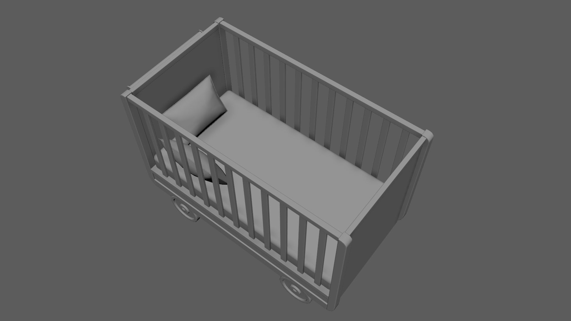 Baby Bed Baby Cot Crib Pink 3D model_8