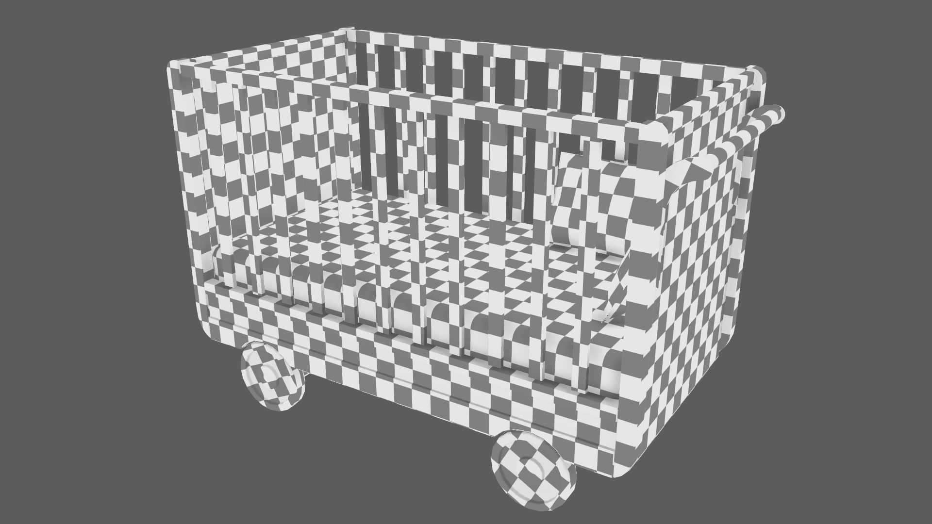Baby Bed Baby Cot Crib Pink 3D model_17