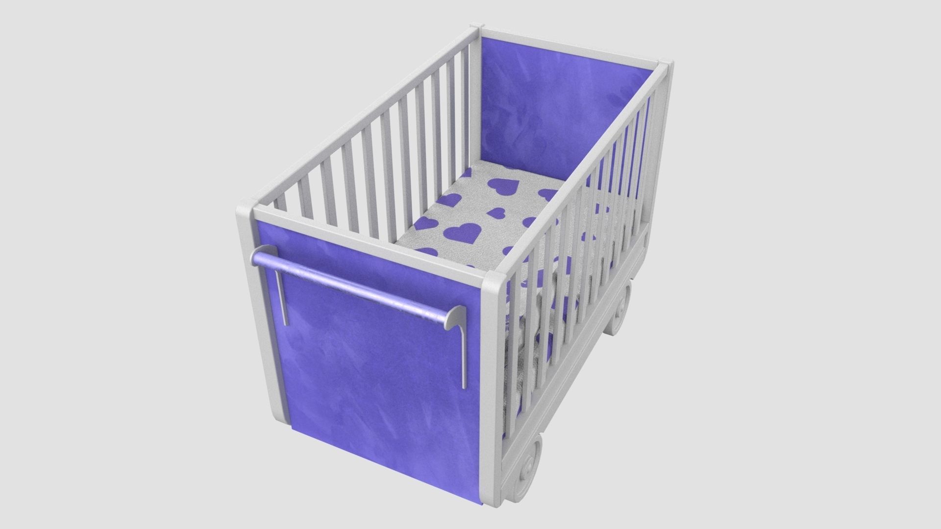 Baby Bed Baby Cot Crib Purple 3D model_2