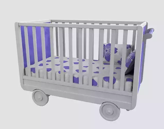 Baby Bed Baby Cot Crib Purple 3D model