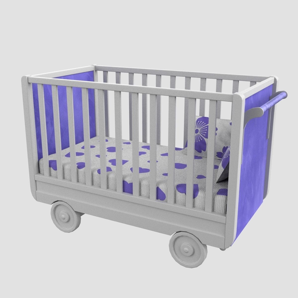 Baby Bed Baby Cot Crib Purple 3D model_22