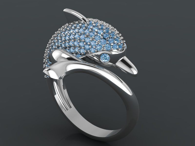 dolphin ring 3D print model_18