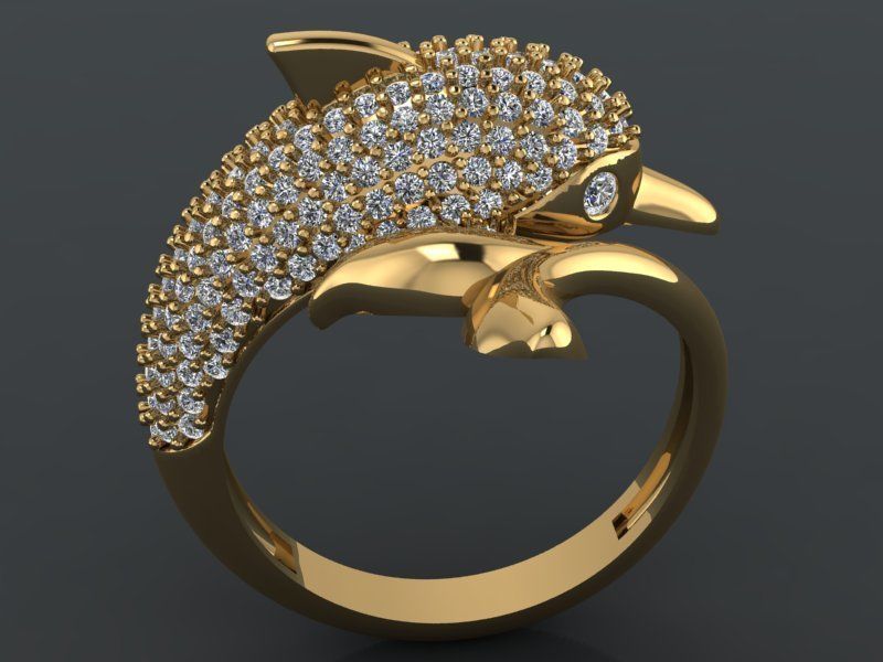 dolphin ring 3D print model_5