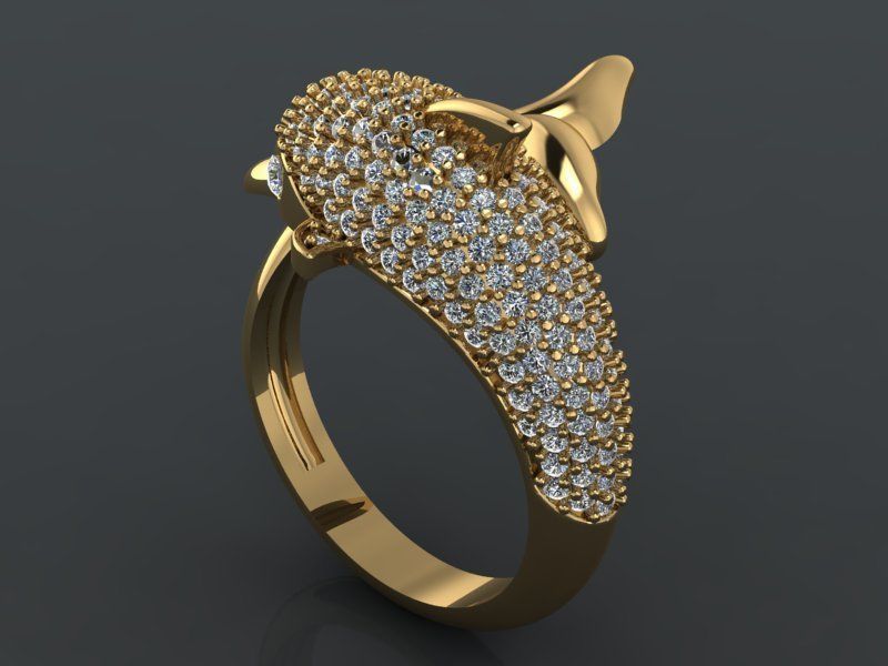 dolphin ring 3D print model_2
