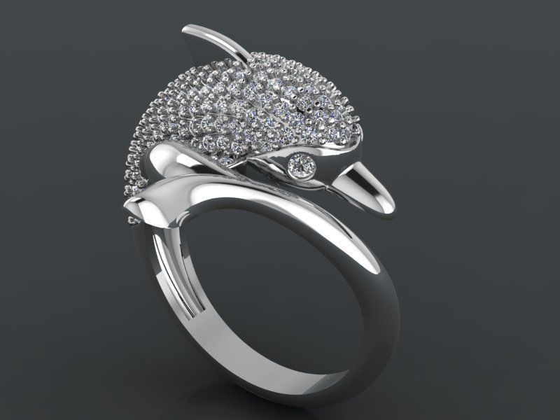 dolphin ring 3D print model_7