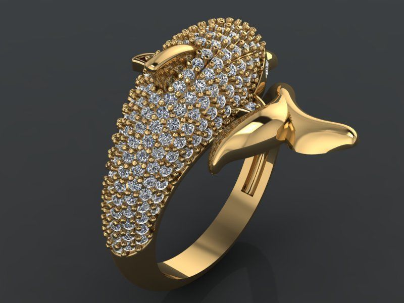 dolphin ring 3D print model_1