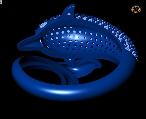 dolphin ring 3D print model_16
