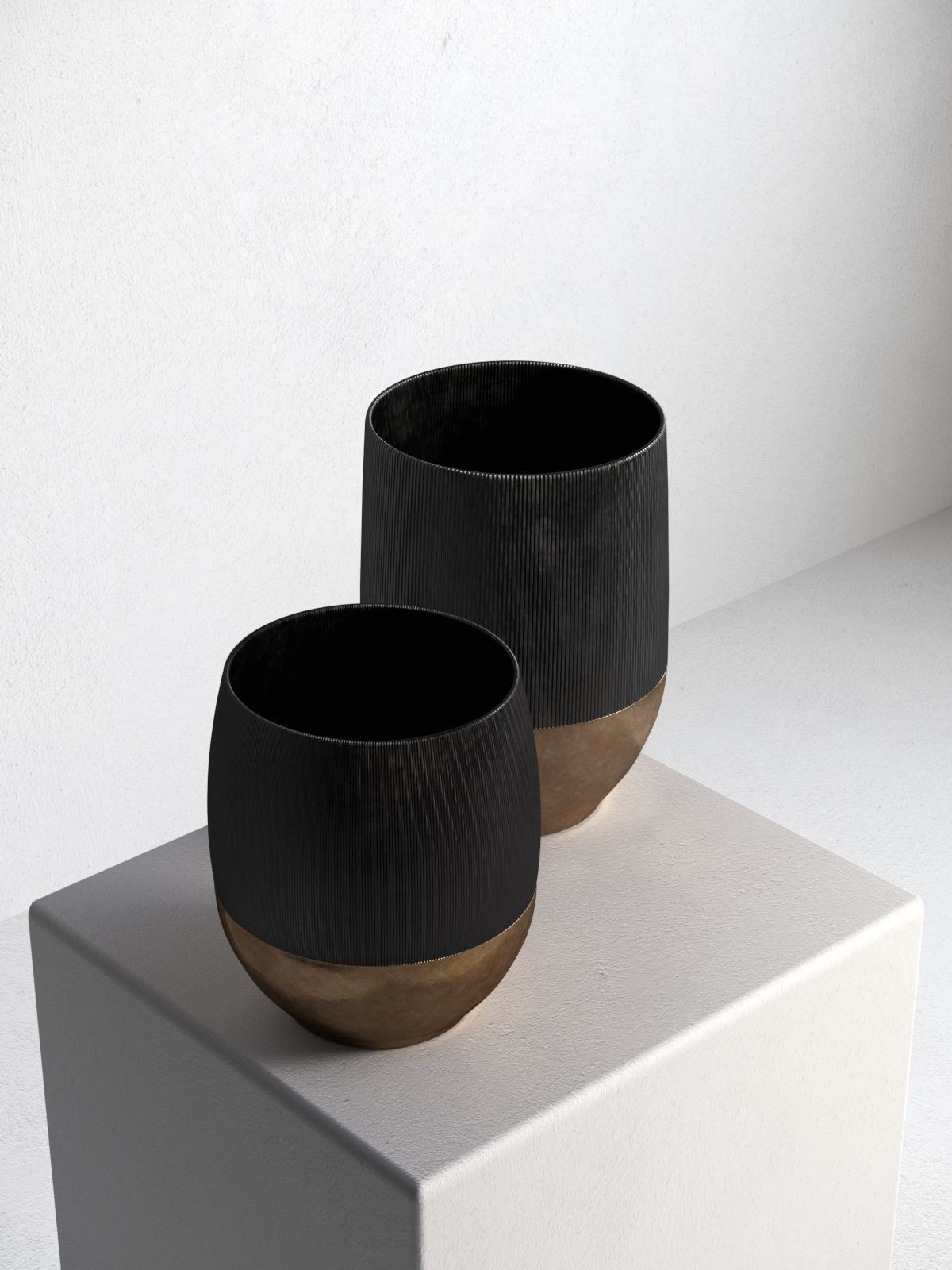 Golden Black Vases 3D model_1
