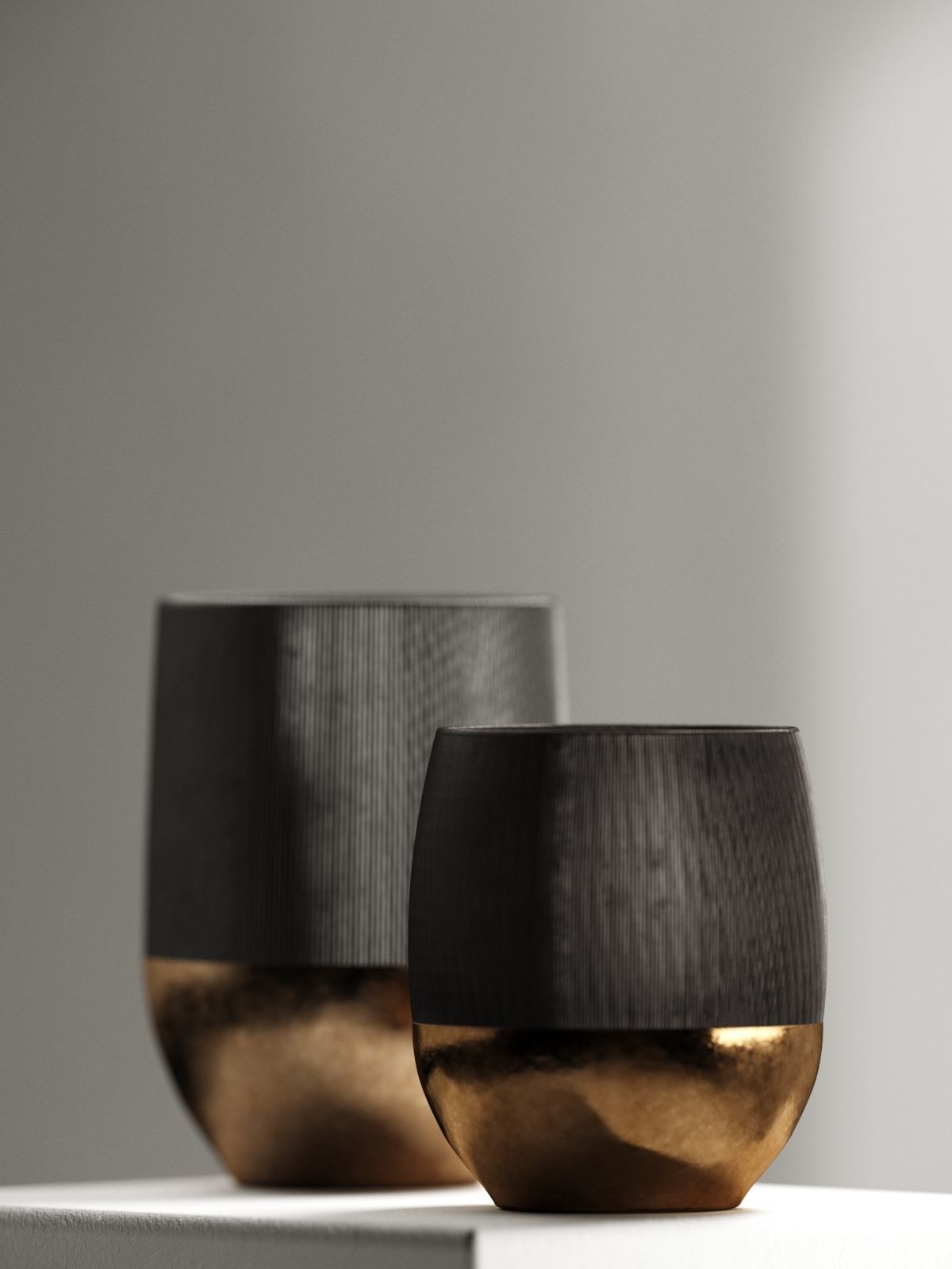 Golden Black Vases 3D model_2