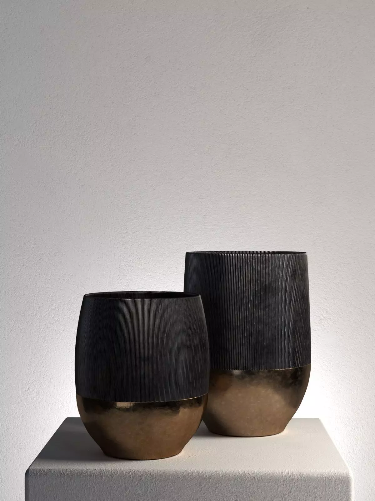 Golden Black Vases 3D model_0