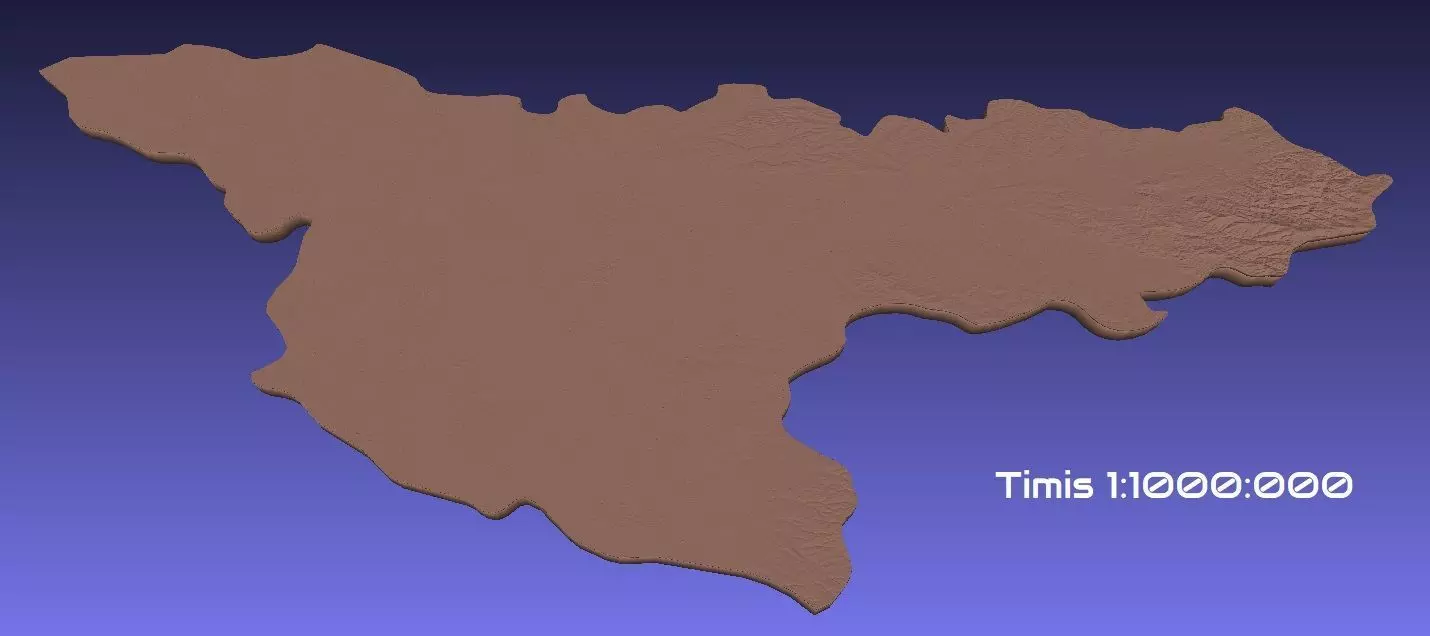 Romania 3D Map of Timis County 1 to 1000000 3D print model_0