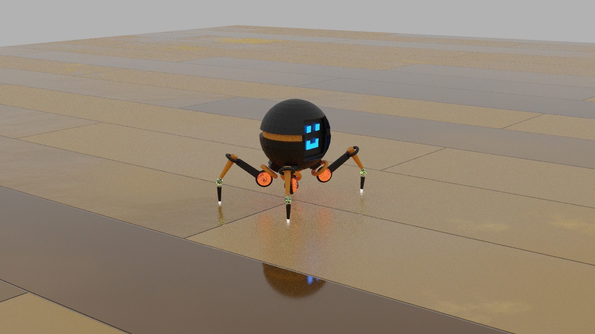 Robot Sci-fi Friend Walking Creature Low-poly 3D model_1