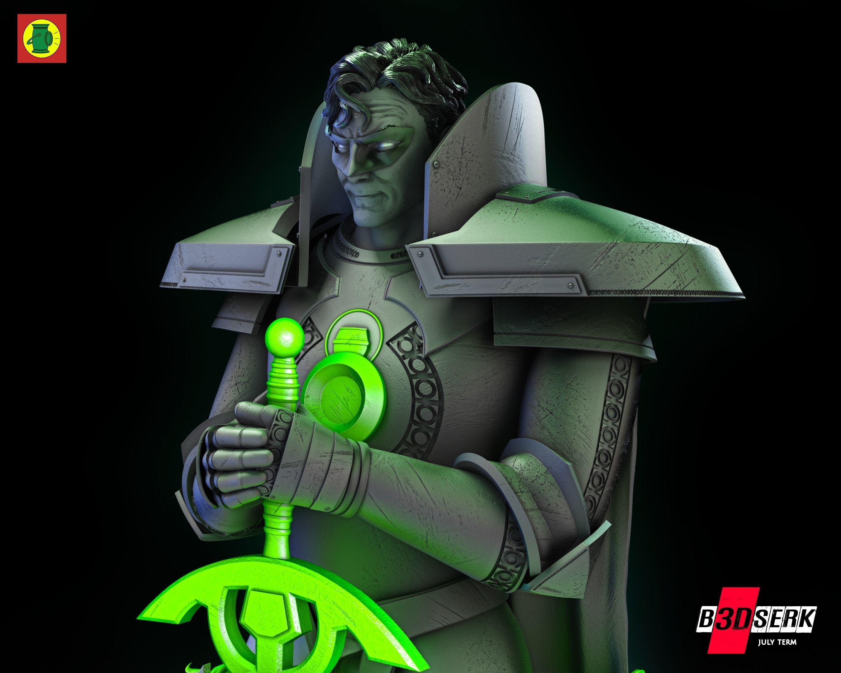 B3DSERK June term 2023 Alan Scott Bust ready for printing 3D print model_4