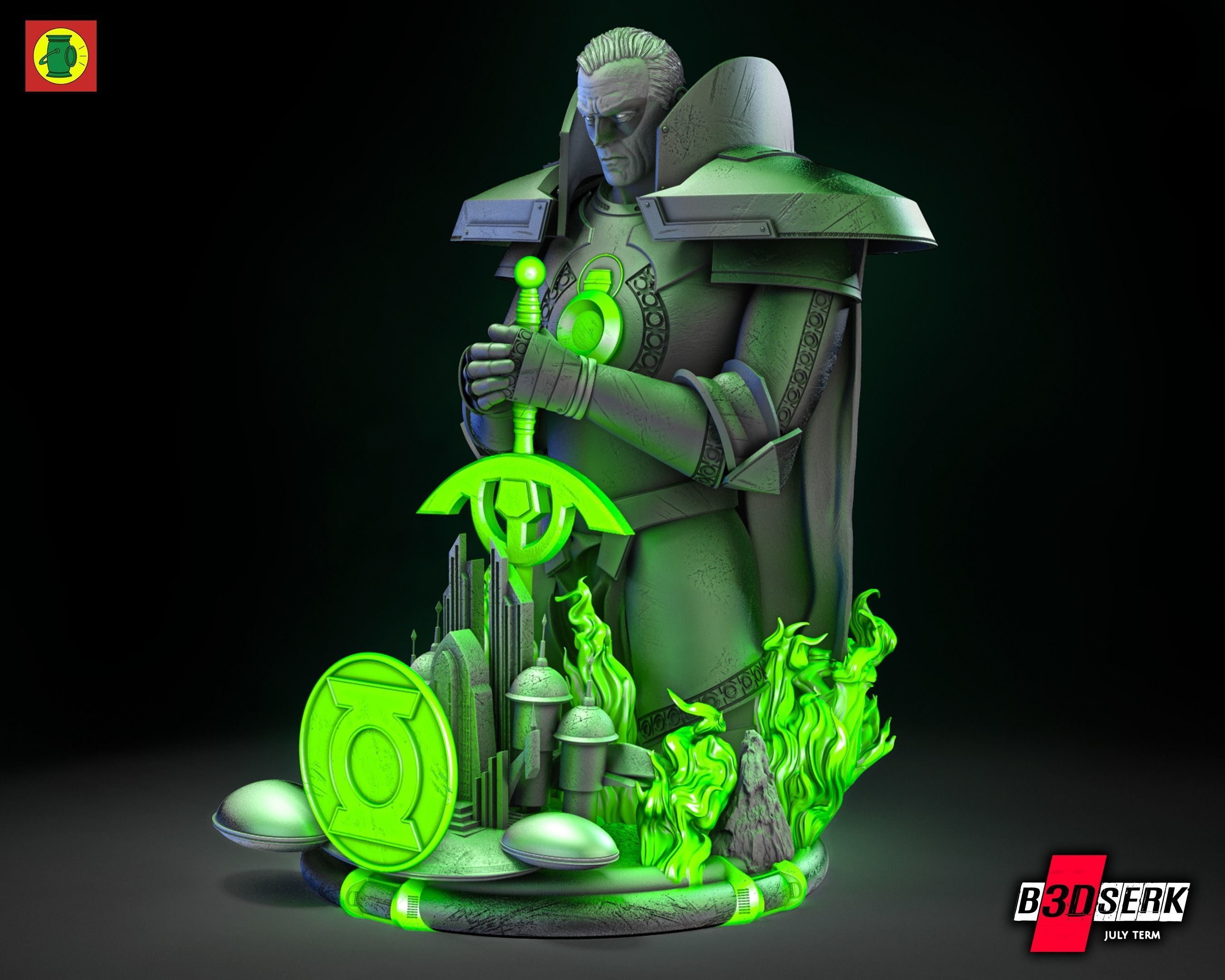 B3DSERK June term 2023 Alan Scott Bust ready for printing 3D print model_2