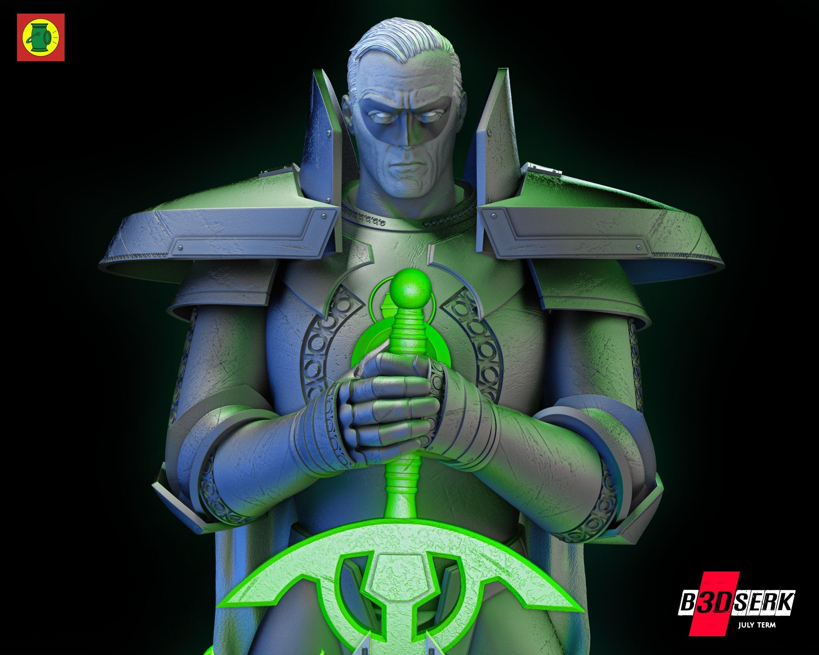 B3DSERK June term 2023 Alan Scott Bust ready for printing 3D print model_3