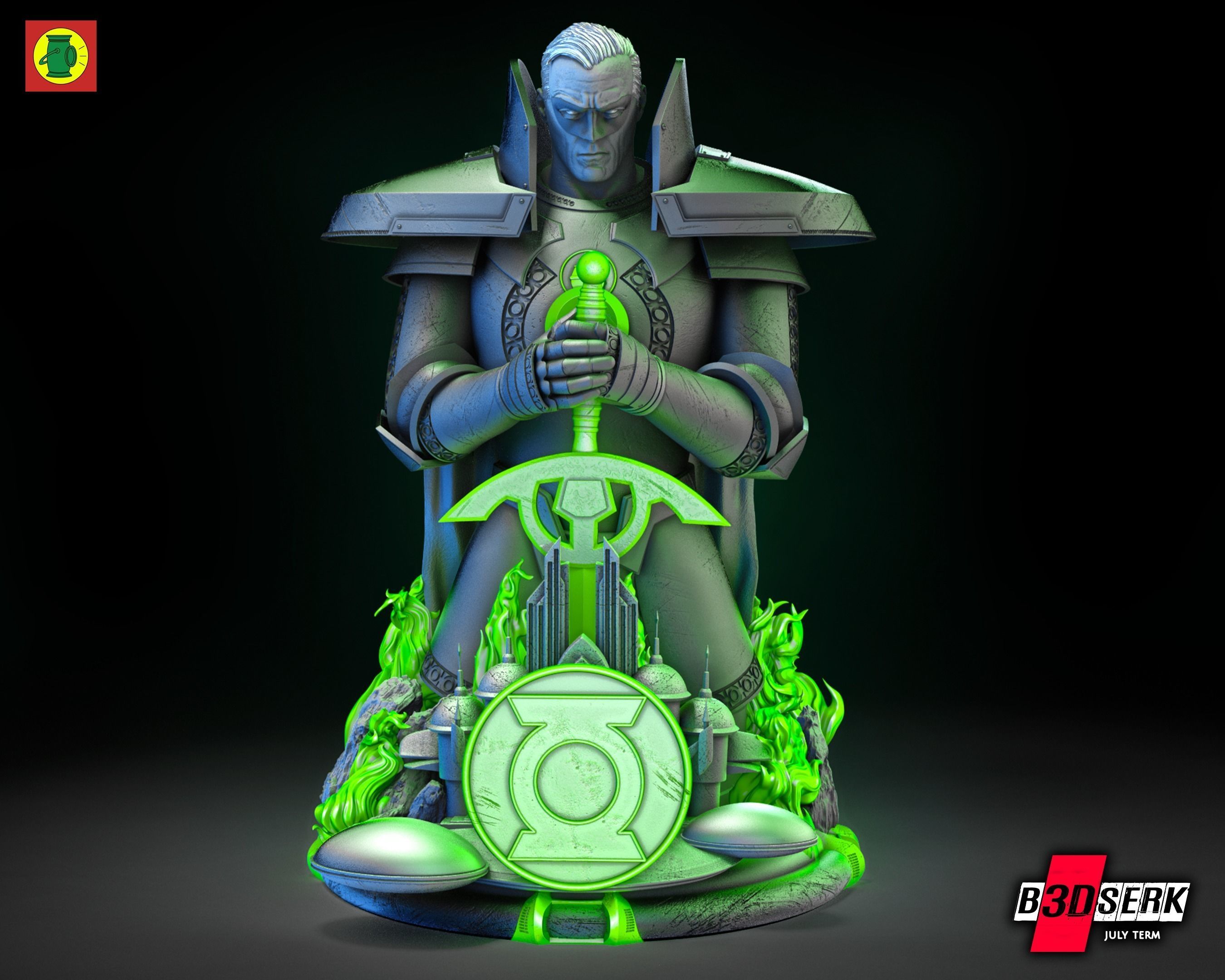 B3DSERK June term 2023 Alan Scott Bust ready for printing 3D print model_1