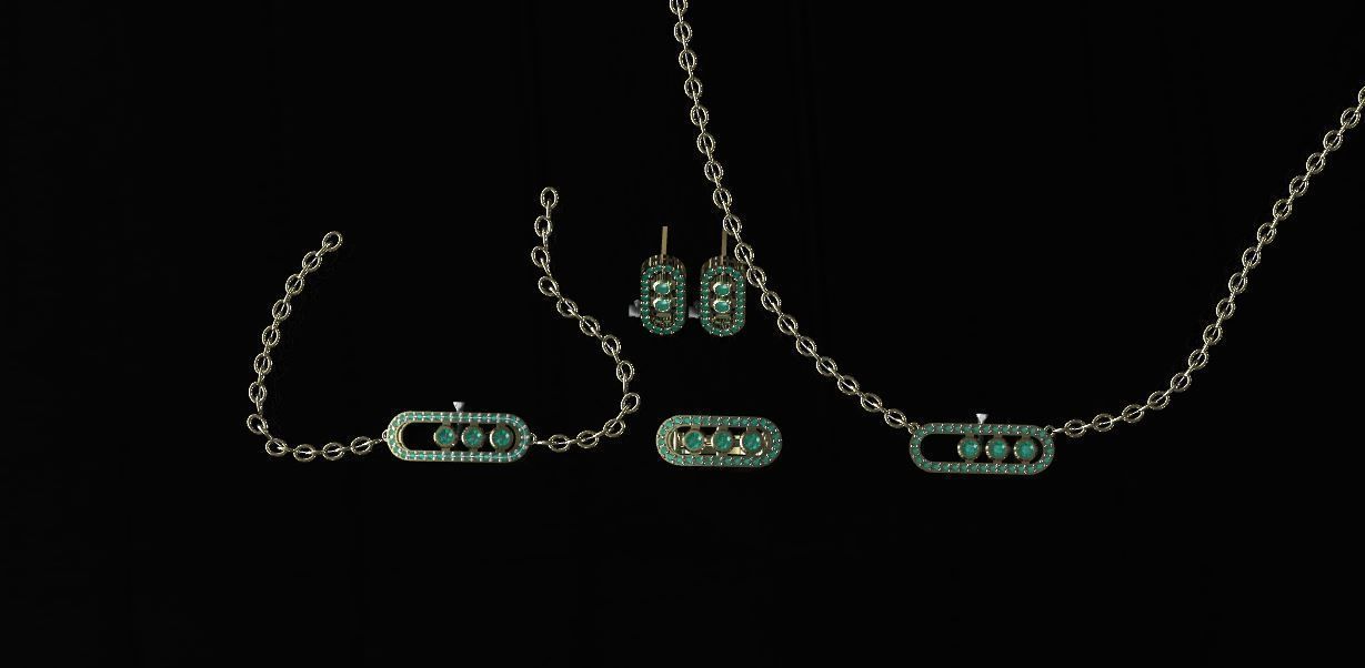 messika paris set with moving stones light weight  3D print model_6