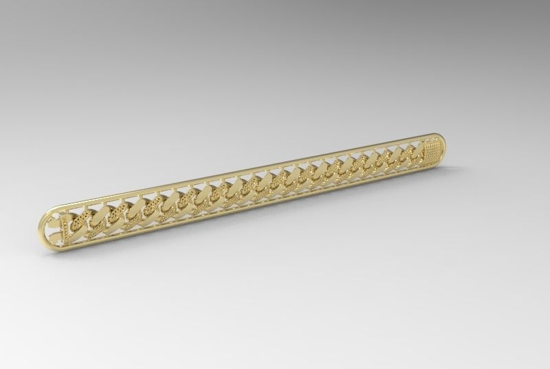 hollow miami cuban link with gems stones with box claps 3D print model_2