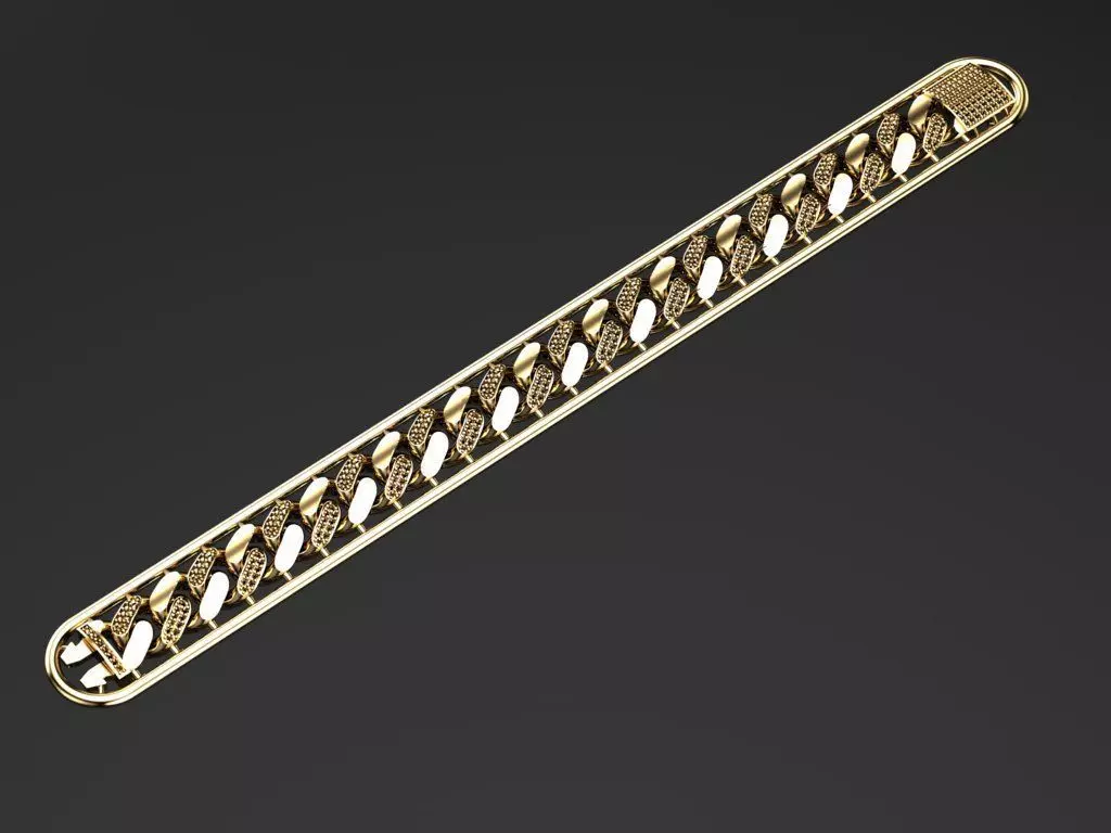 hollow miami cuban link with gems stones with box claps 3D print model_0