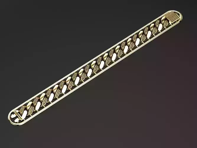 hollow miami cuban link with gems stones with box claps  3D print model