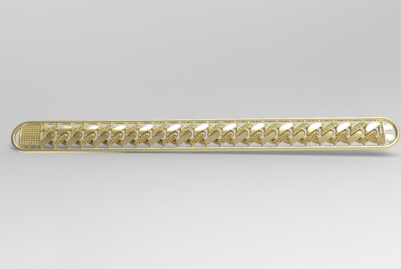 hollow miami cuban link with gems stones with box claps 3D print model_5