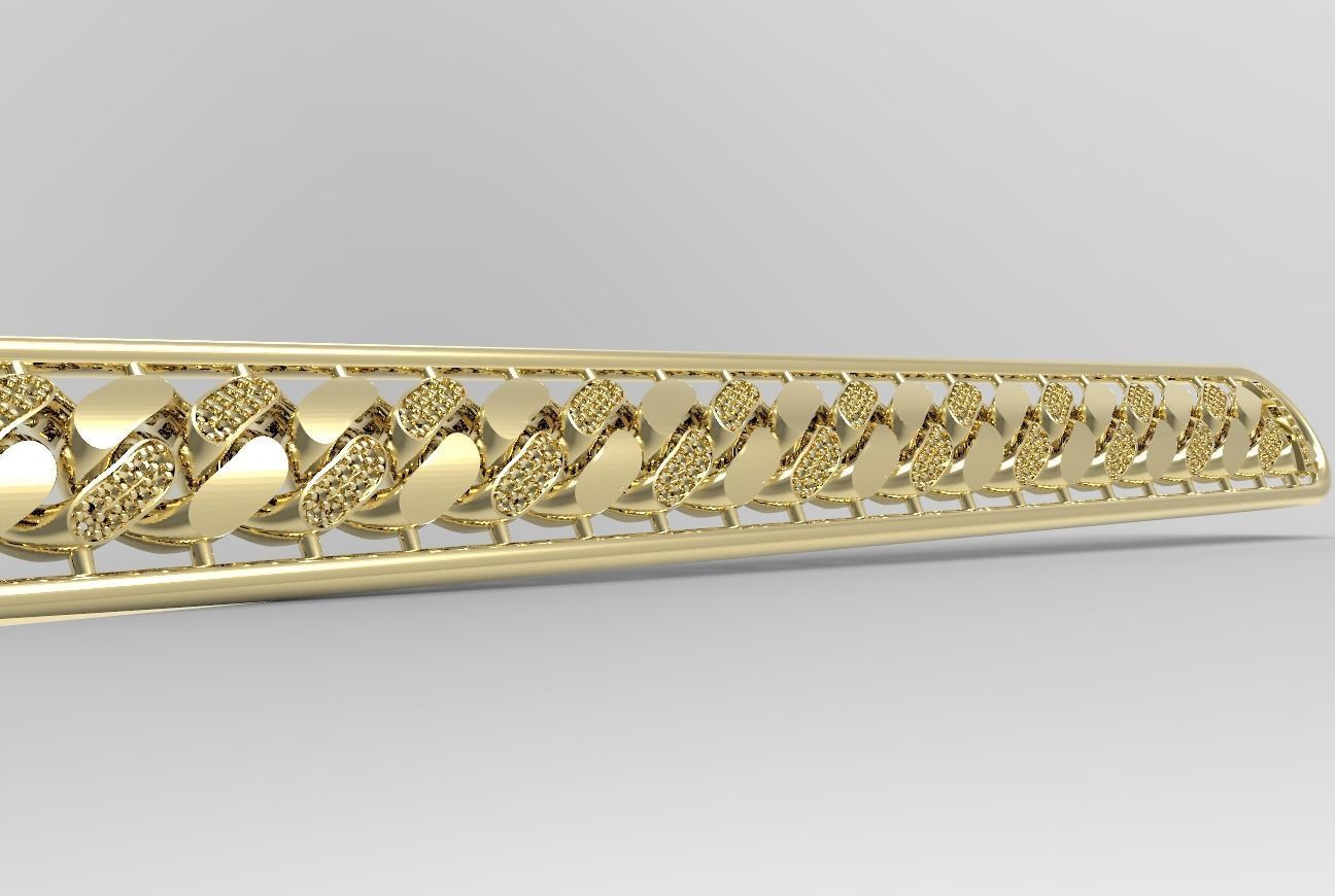 hollow miami cuban link with gems stones with box claps 3D print model_1