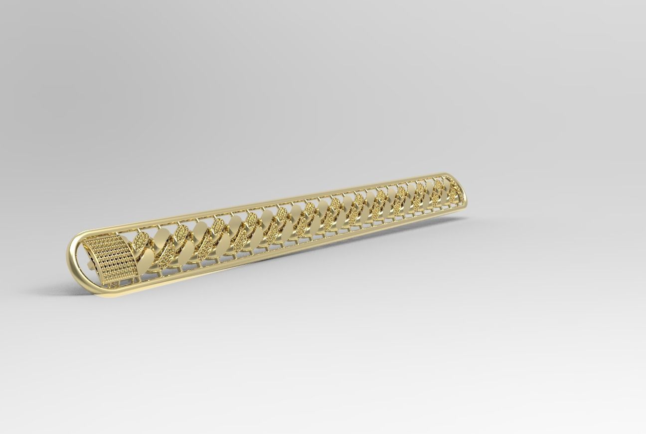 hollow miami cuban link with gems stones with box claps 3D print model_4