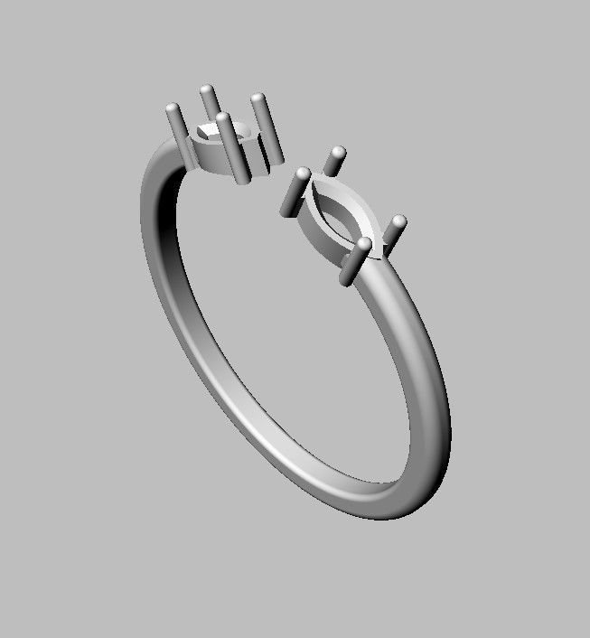 Marquise Gemstone Open Ring 3D print model_18