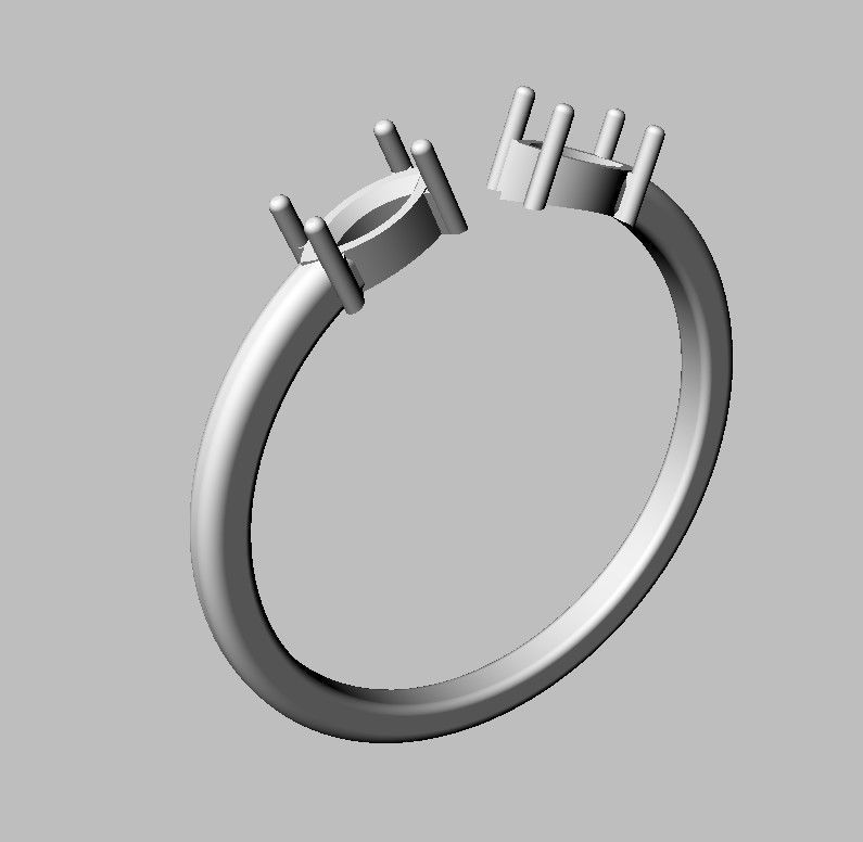 Marquise Gemstone Open Ring 3D print model_16