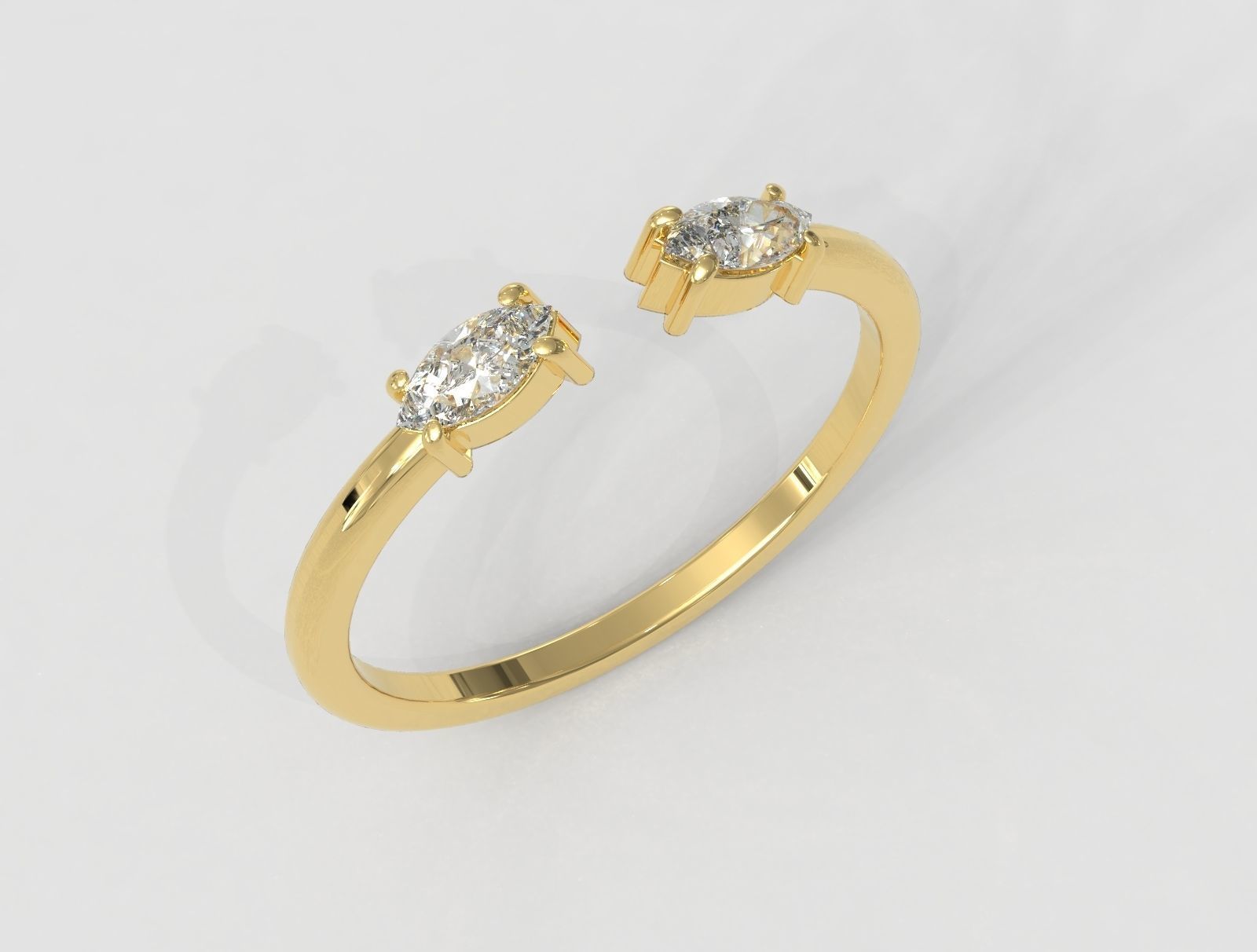 Marquise Gemstone Open Ring 3D print model_1