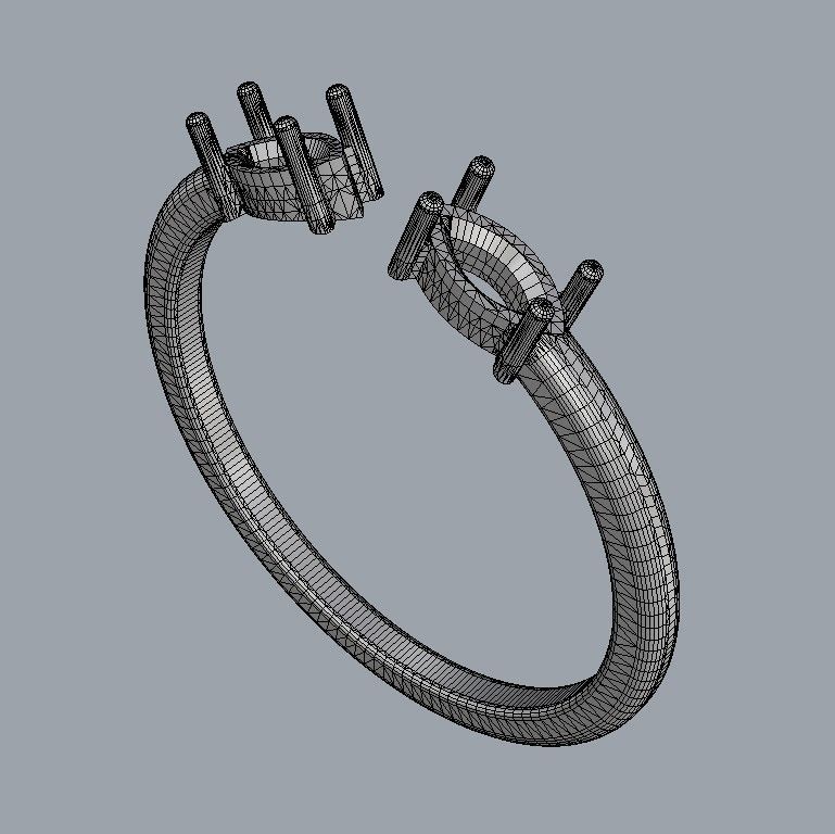 Marquise Gemstone Open Ring 3D print model_13