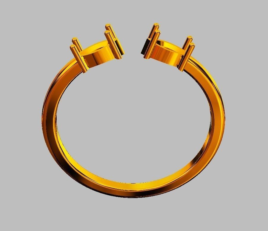 Marquise Gemstone Open Ring 3D print model_9