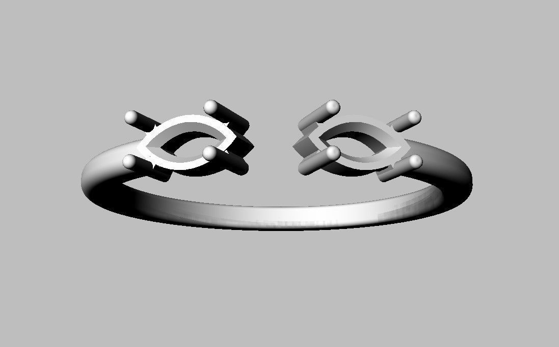 Marquise Gemstone Open Ring 3D print model_17