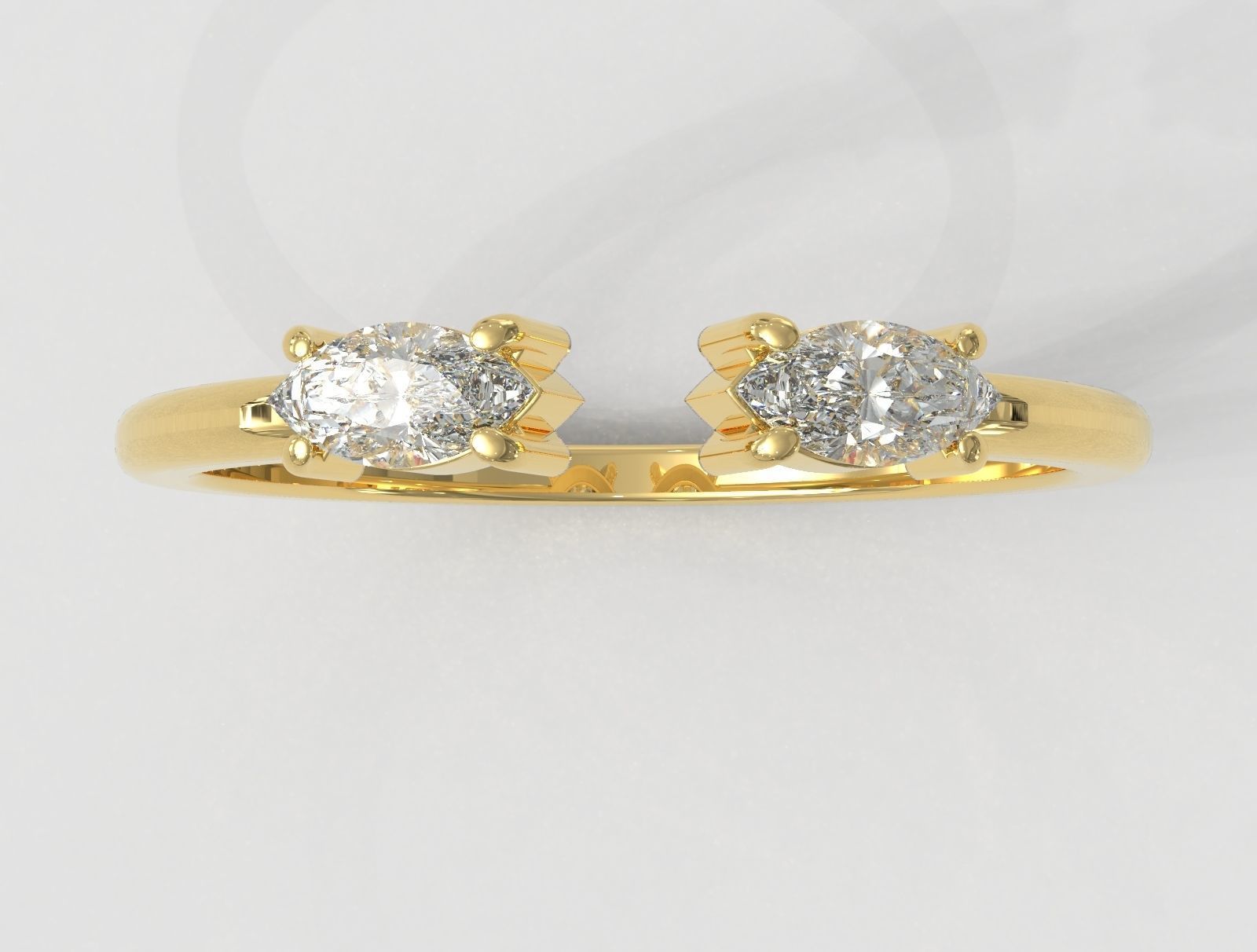 Marquise Gemstone Open Ring 3D print model_2