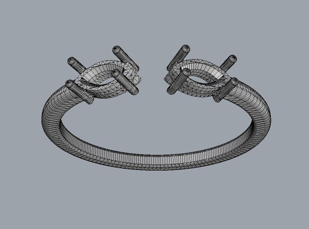Marquise Gemstone Open Ring 3D print model_12