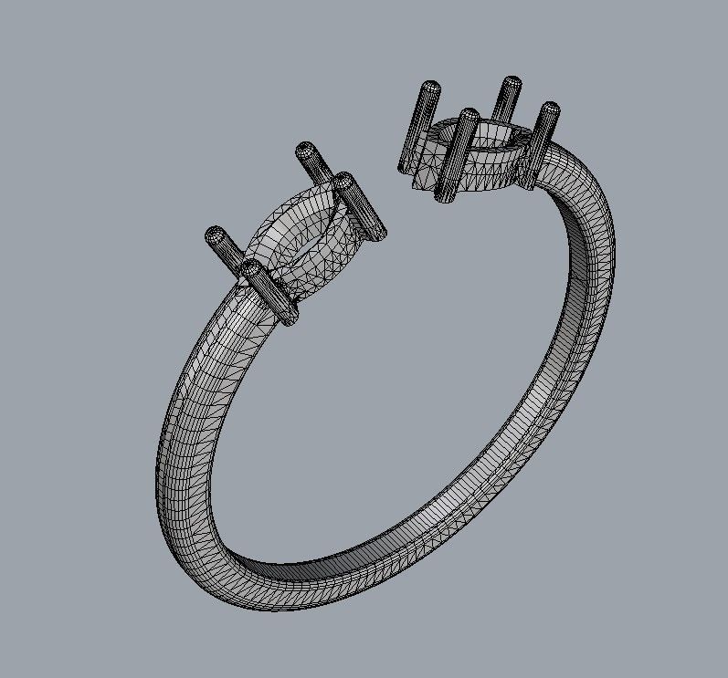 Marquise Gemstone Open Ring 3D print model_11