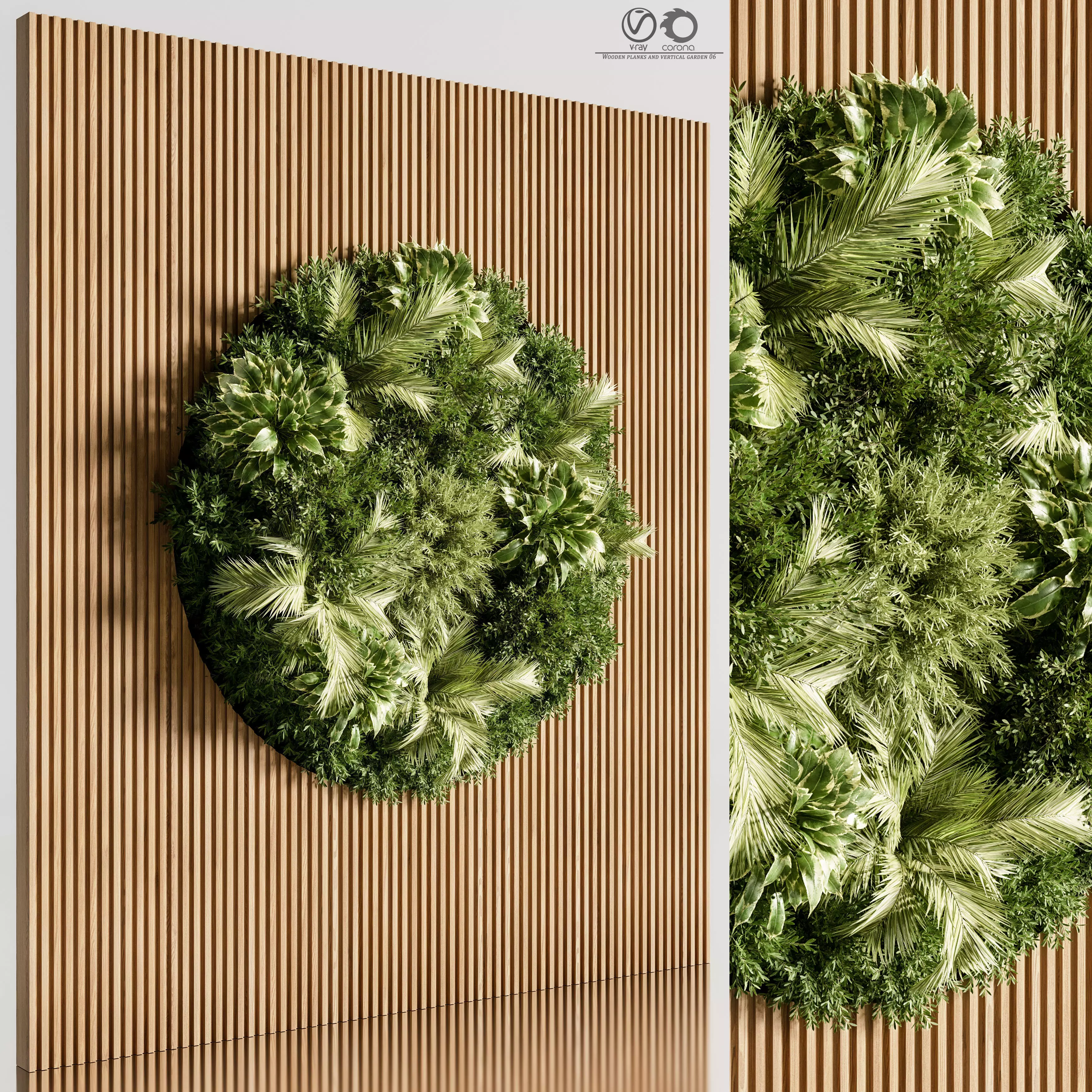 Wooden planks and vertical garden 06 3D model