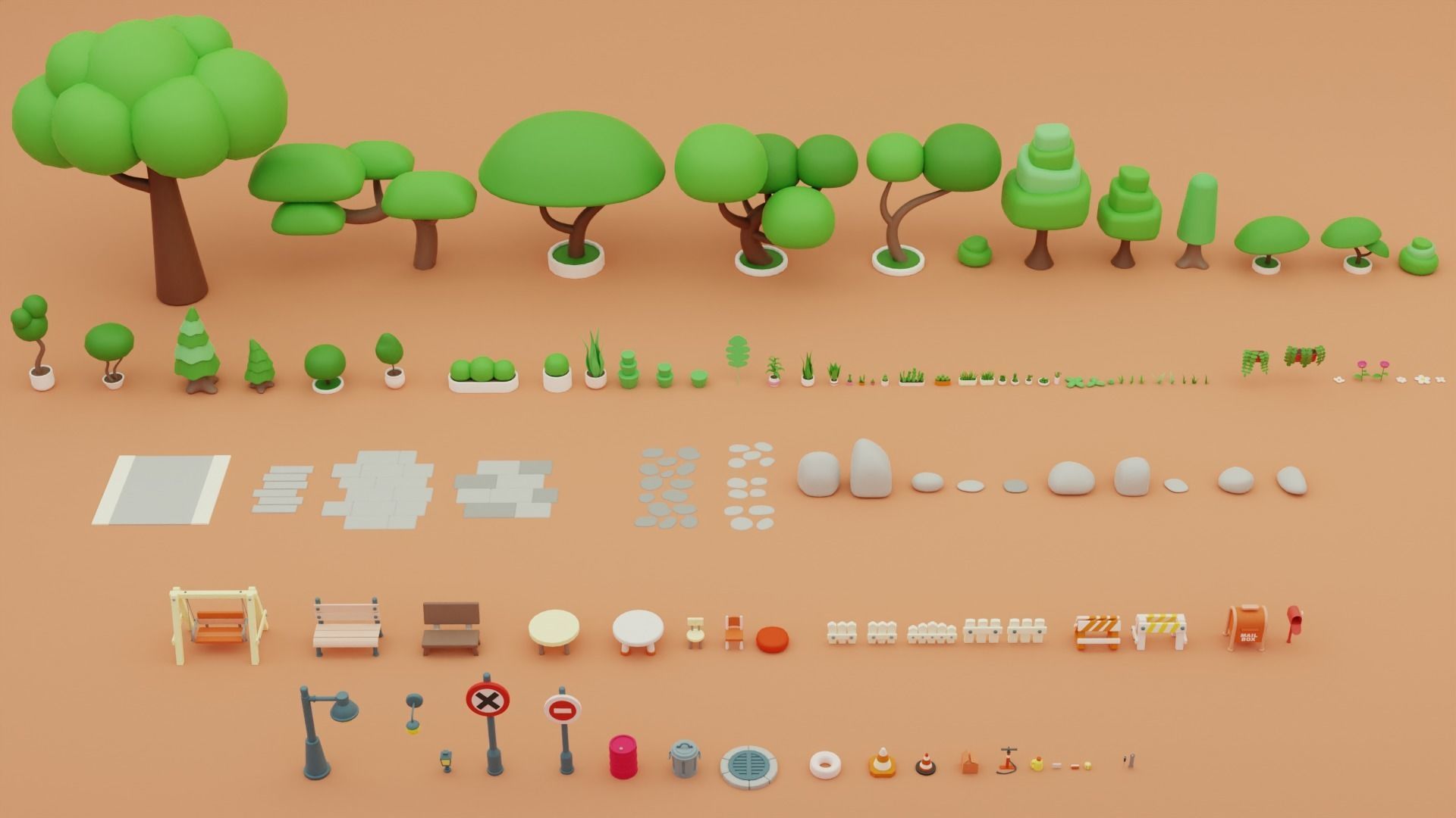 Cartoon Town Islands Exteriors Low-poly 3D model_15