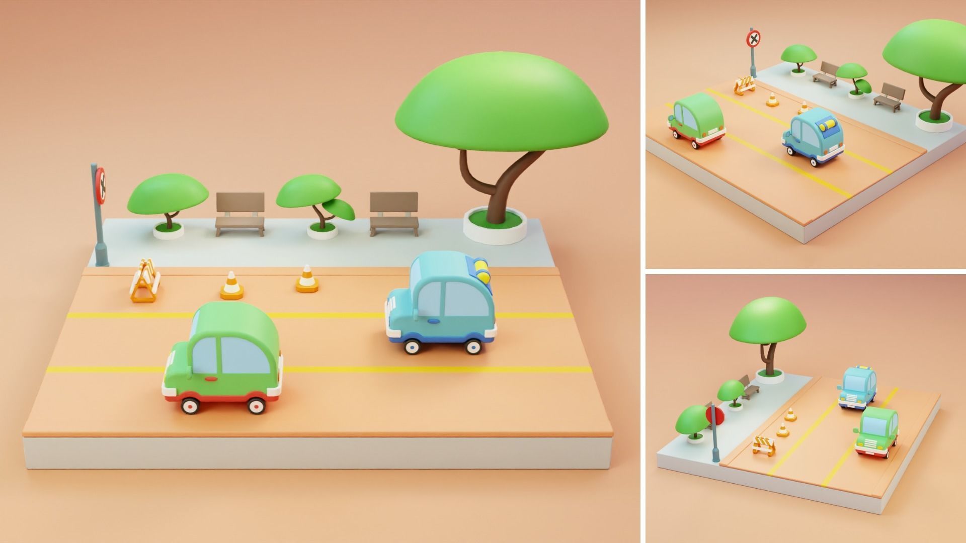 Cartoon Town Islands Exteriors Low-poly 3D model_11