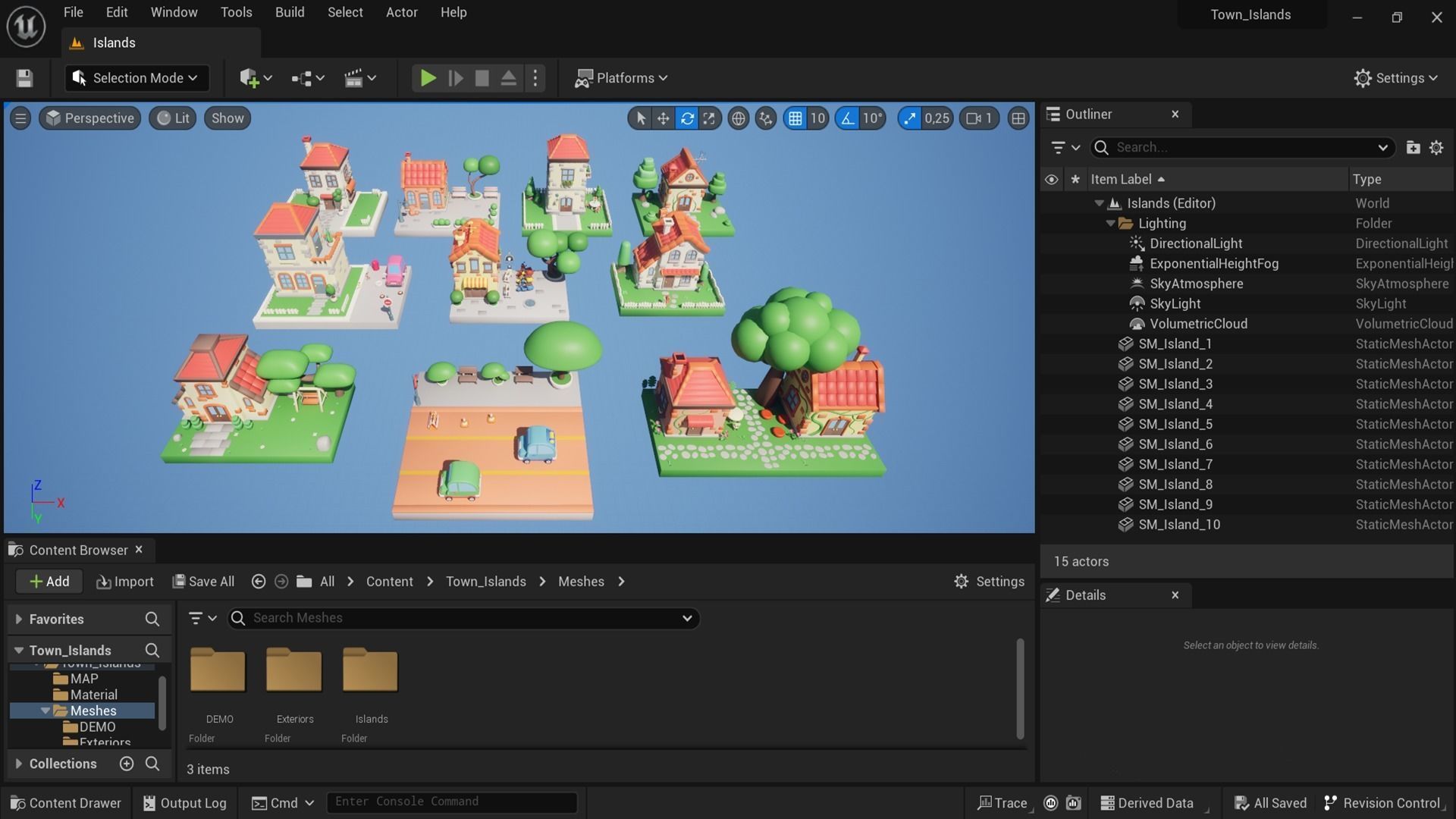 Cartoon Town Islands Exteriors Low-poly 3D model_18