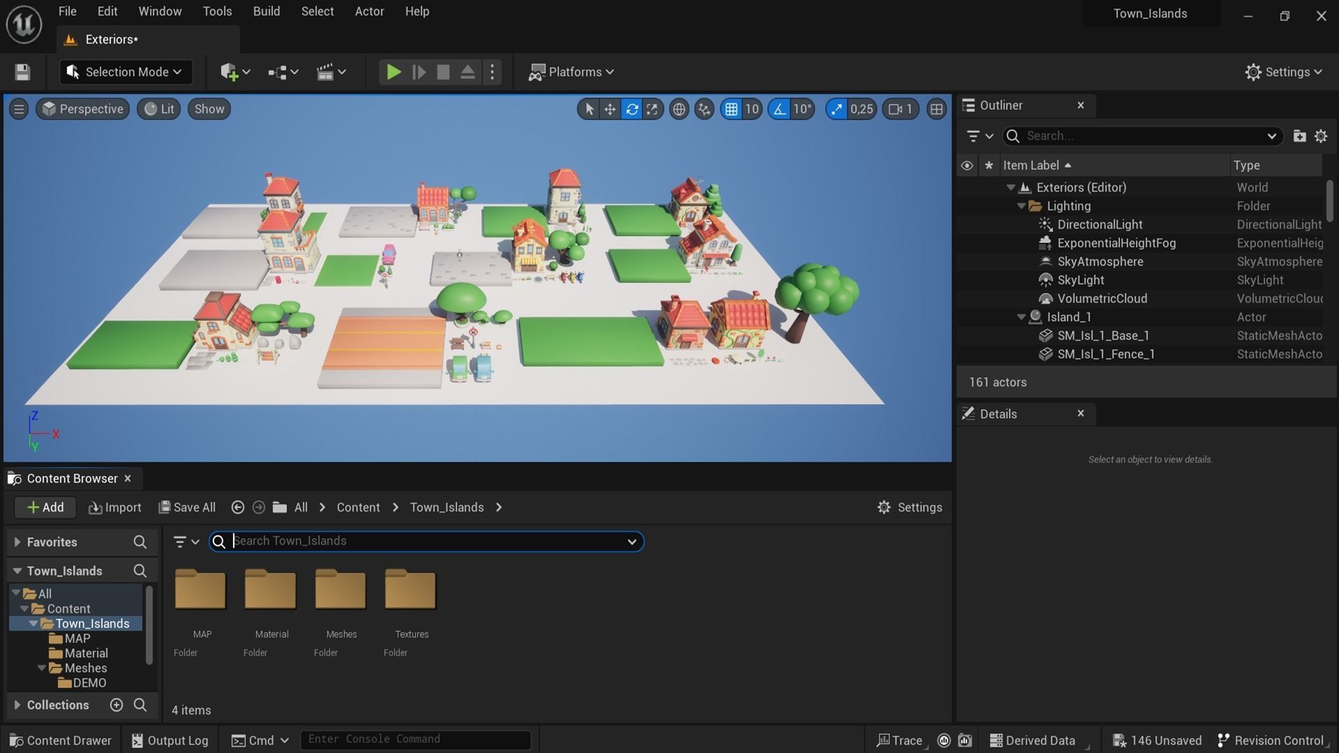 Cartoon Town Islands Exteriors Low-poly 3D model_17