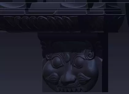 nepali wooden carved window 3D model_3