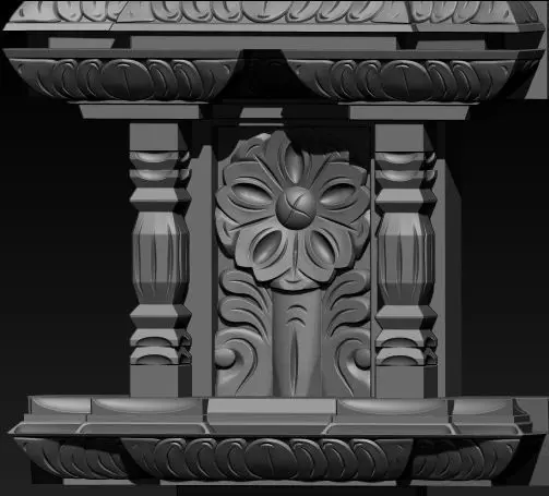 nepali wooden carved window 3D model_2