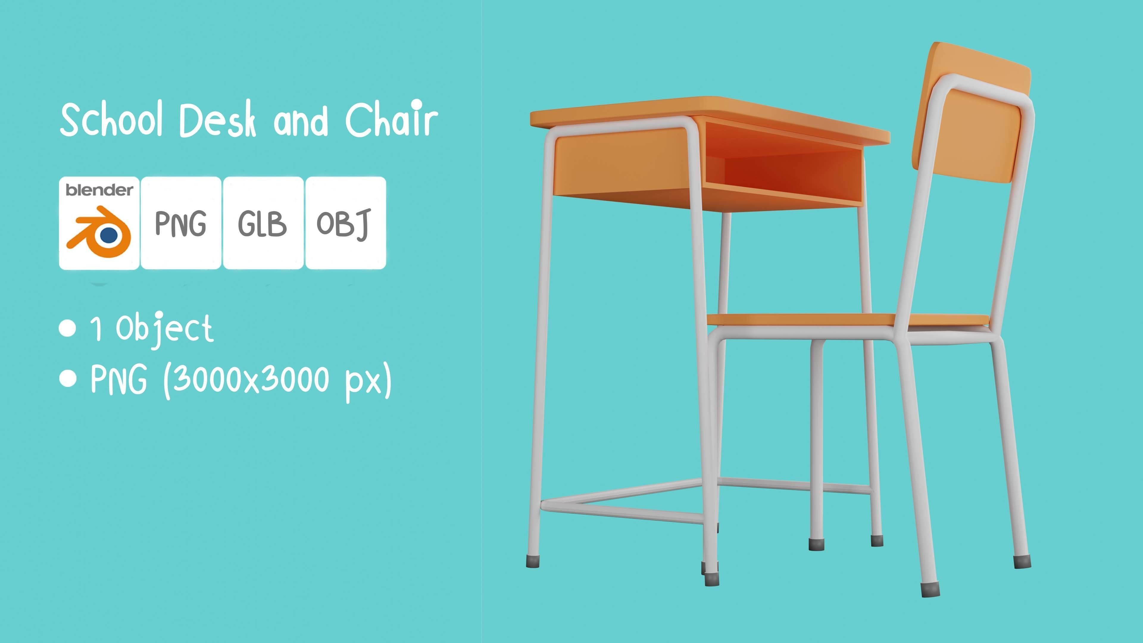 3D model School chair and Table 3D MODEL PMSMILE VR / AR / lowpoly CGTrader